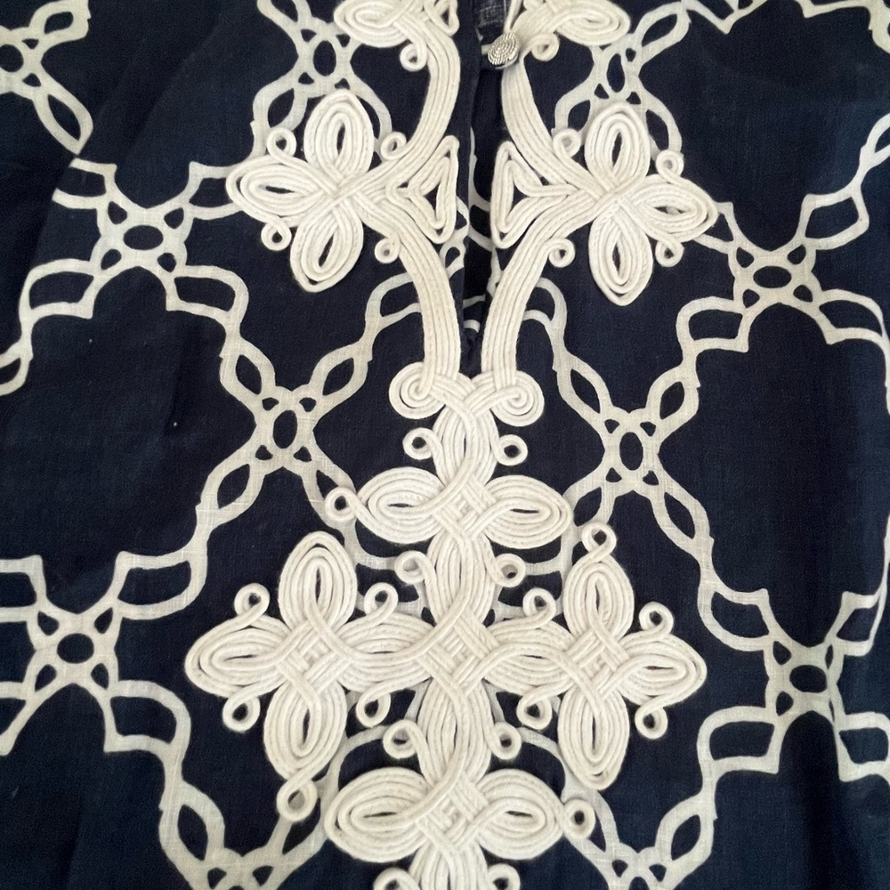 Charter Club Navy and White Tunic Top - Picture 3 of 6